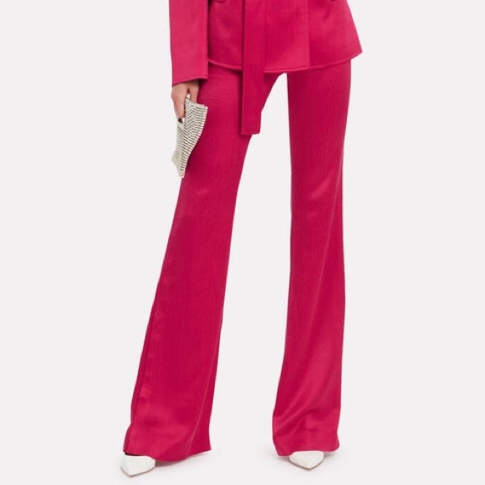 ADEAM Intermix fuschia hot pink bootleg flared runway pants trousers w snaps 2 4